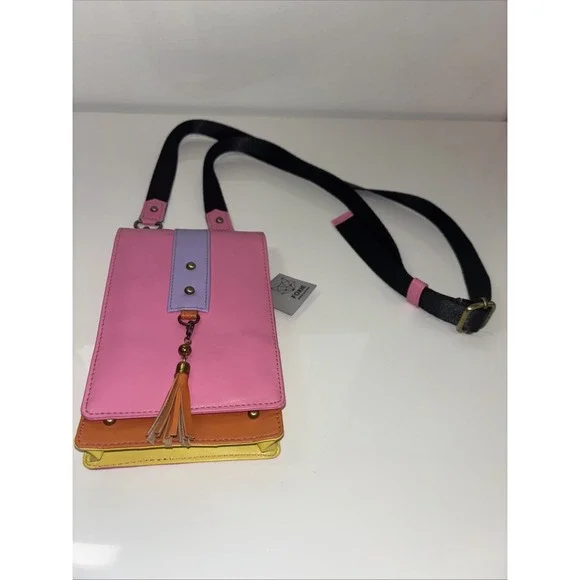 Foxie Vegan Leather Crossbody Purse Pink‎ Orange Purple Yellow Ethical NWT - Picture 3 of 7